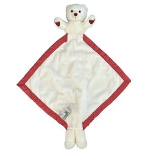 My Banky Security Baby Blanket Kisses Red and‎ White Teddy Bear Satin Trim Lovey